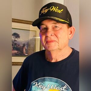 Key West Print Black & Gold Embroidered Captains Mesh Trucker Hat
